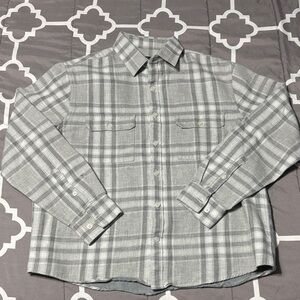 Express Men's Gray Plaid Button-Up Shirt